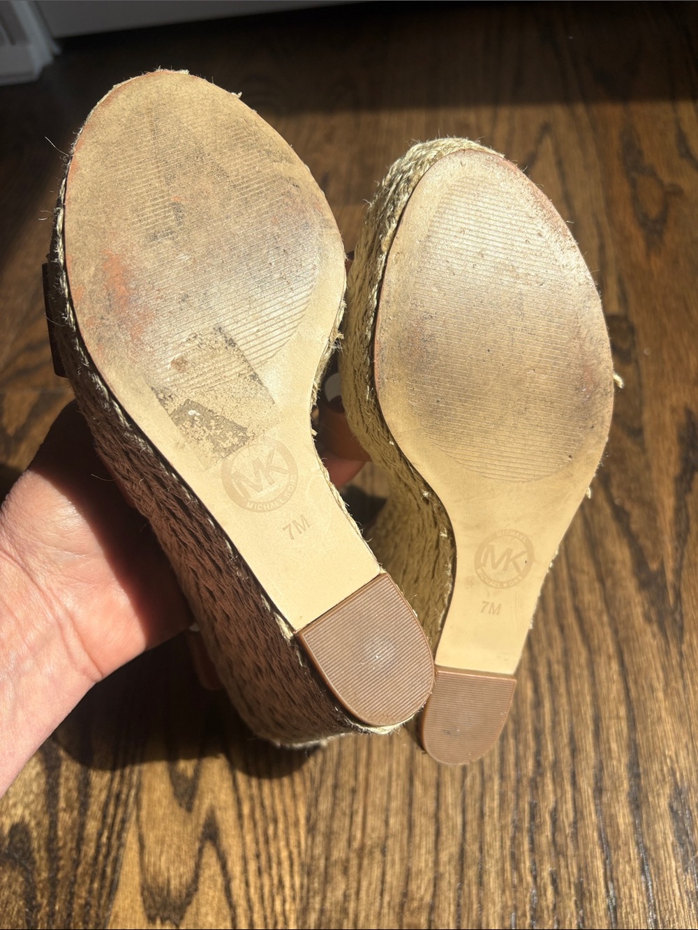 Michael Kors Celia Brown Leather Espadrille Wedge Sandals Size 7M - Picture 7 of 7